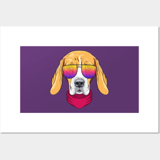 Hipster serious dog Beagle Posters and Art